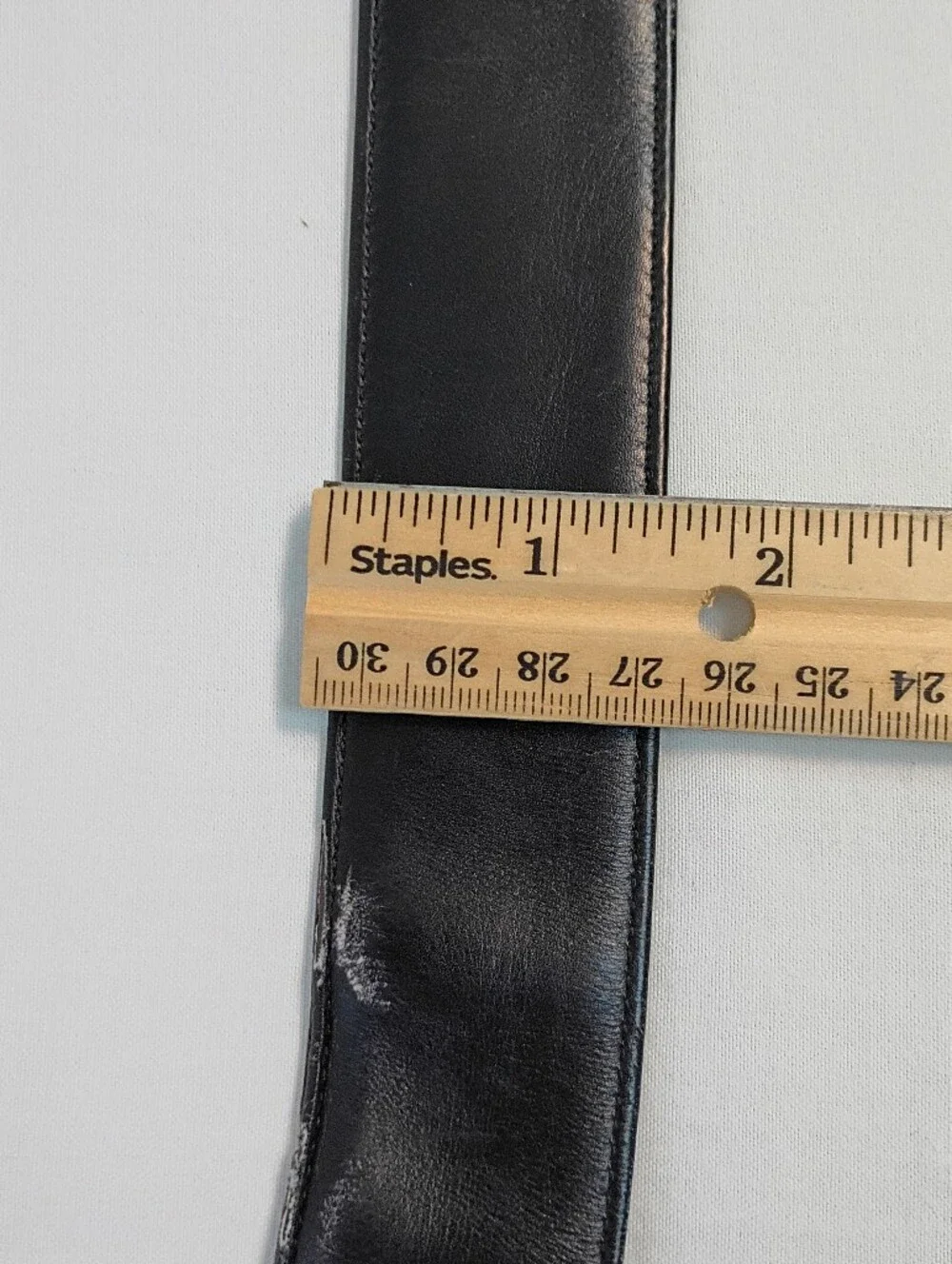 VTG COACH Belt Men's M Black French Calfskin Suede Lining Brass Buckle USA #3906